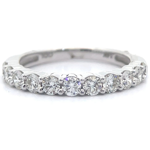 lot 42 image: 1 Carat Natural Diamond Half Eternity Ring in 14k White Gold Retail  $3,895 VIDEO