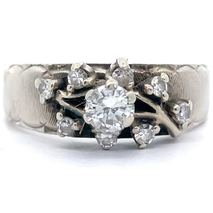 lot 44 image: Estate 0.38 Carat Natural Diamond Vine Trellis Ring in 14k White Gold VIDEO