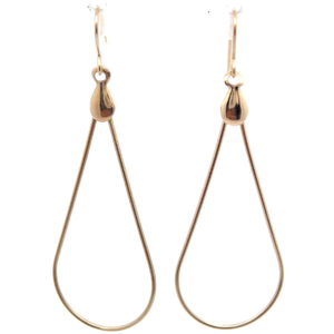 lot 48 image: Artistic Pear Wire Drop Dangle Earrings in 14k Yellow Gold VIDEO