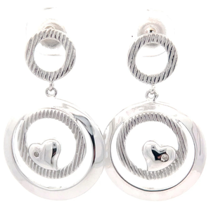 lot 51 image: Shiny Heart Concentric Drop Hoop Dangle Earrings Retail $75 VIDEO