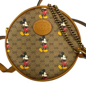lot 20A image: Gucci x Disney Mickey Mouse GG Supreme Round Mini Crossbody Bag Pre-Owned Retail $1,650