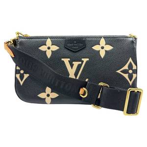 Louis Vuitton Multi Pochette Accessoires Giant Monogram Empreinte Leather Bag in Black & Cream; Pre-Owned Retail $2,850