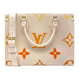 Louis Vuitton Onthego PM Giant Monogram Empreinte Gradient Leather Tote Bag in Cream & Orange; Pre-Owned Retail $3,400