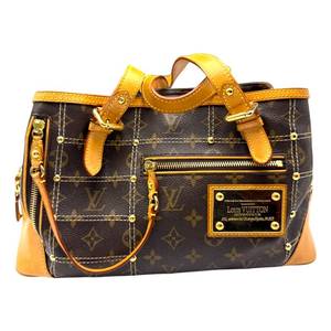 lot 10A image: Vintage Louis Vuitton Monogram Rivet Tote Bag - Very Clean Pre-Owned Retail $1,850