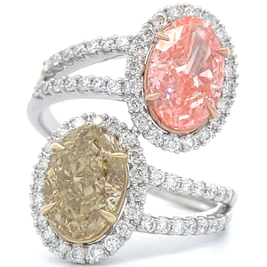 lot 10F image: 5.00 Carat Fancy Pink & Yellow Diamond Ring in 14K Gold w IGI Report $8,799 Retail