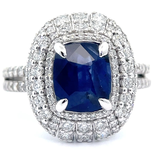 Oscar Friedman  3.43 Carat Natural Sapphire & Natural Diamond Ring in Platinum w GIA  Appraisal Retail $12,265 VIDEO