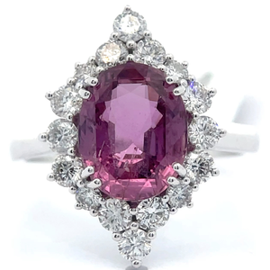 4.33 Carat Natural Pink Sapphire & Natural Diamond Ring in Platinum w GIA  Appraisal Retail $15,370 VIDEO