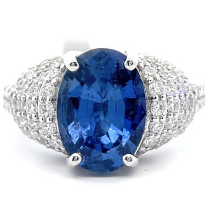 Oscar Friedman  4.95 Carat Natural Sapphire & Natural Diamond Ring in Platinum w GIA  Appraisal Retail $15,999 VIDEO