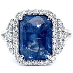 8.30 Carat Natural Sapphire & Natural Diamond Ring in Platinum w GIA  Appraisal Retail $18,880 VIDEO