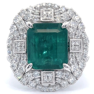 7.05 Carat Natural Emerald & Natural Diamond Ring in Platinum w GIA  Appraisal Retail $20,850 VIDEO