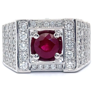 lot 29K image: 2.14 Carat Natural Ruby & Natural Diamond Ring in 18K White Gold Retail $8,910