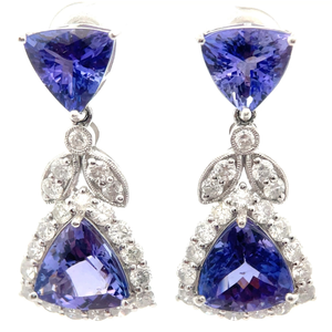 Oscar Friedman - 15.27 Carat Natural Tanzanite & Natural Diamond Earrings in Platinum w Appraisal Retail $18,240 VIDEO