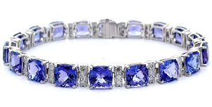 Oscar Friedman - 37.77 Carat Natural Tanzanite & Natural Diamond Bracelet in Platinum w Appraisal Retail $40,500 VIDEO
