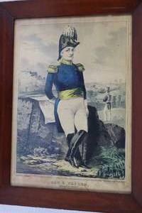 Rare Antique Nathaniel Currier Hand-Colored Lithograph - "Gen. Zachary Taylor" (1846)