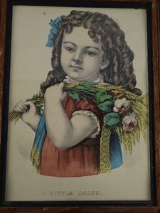 Little Flora &amp Little Daisy - Currier &amp Ives Lithograph, 19th Century Framed Print