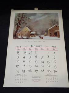 1954 The Travelers Currier &amp Ives Calendar (COMPLETE)