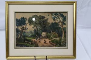 Currier & Ives Harvesting Lithograph, C2749 - 8.7 x 12.8 in.