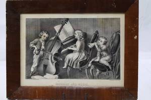 Currier &amp Ives Mischief and Music Lithograph