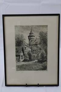 Sinwell Tower Castle of Nuremberg - Signed Original Framed Etching, Germany