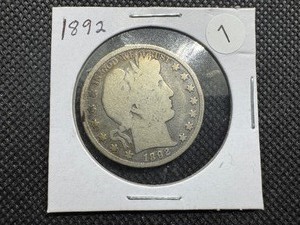 lot 1 image: Better Date 1892 Silver Barber Half Dollar - Greysheet Wholesale Value for a G4 is $56