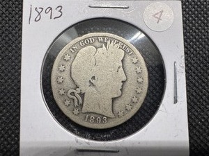 lot 4 image: 1893 Silver Barber Half Dollar
