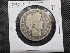 lot 11 image: 1895-O Silver Barber Half Dollar