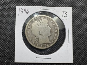 lot 13 image: 1896 Silver Barber Half Dollar