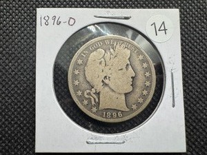 lot 14 image: Semi-Key Date 1896-O Barber Half Dollar - Greysheet Wholesale Value for a VG8 is $120