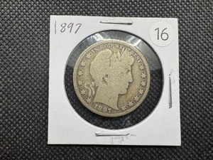 lot 16 image: 1897 Silver Barber Half Dollar