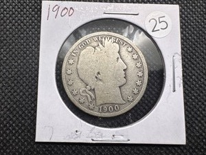 lot 25 image: 1900 Silver Barber Half Dollar