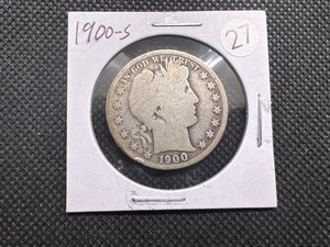 lot 27 image: 1900-S Silver Barber Half Dollar
