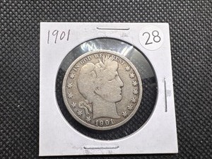 lot 28 image: 1901 Silver Barber Half Dollar