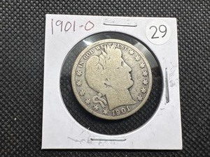 lot 29 image: Better Date 1901-O Silver Barber Half Dollar