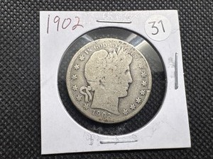 lot 31 image: 1902 Silver Barber Half Dollar
