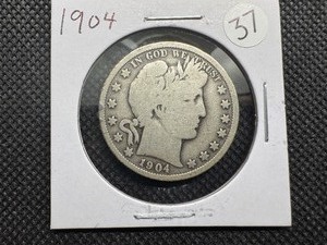 lot 37 image: 1904 Silver Barber Half Dollar