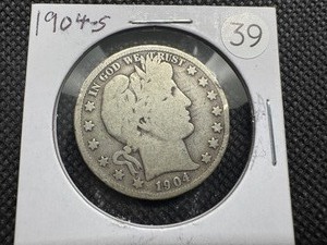 lot 39 image: Semi-Key Date 1904-S Barber Half Dollar - Greysheet Wholesale Value for a VG8 is $120