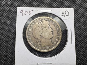 lot 40 image: 1905 Silver Barber Half Dollar