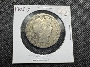 lot 42 image: 1905-S Silver Barber Half Dollar