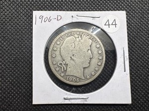 lot 44 image: 1906-D Silver Barber Half Dollar