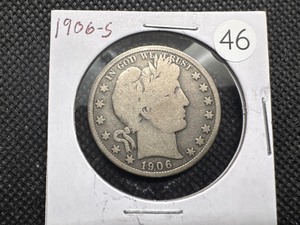 lot 46 image: 1906-S Silver Barber Half Dollar