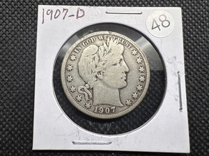 lot 48 image: 1907-D Silver Barber Half Dollar