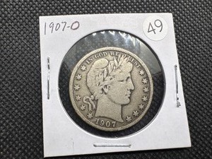 lot 49 image: 1907-O Silver Barber Half Dollar