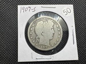 lot 50 image: 1907-S Silver Barber Half Dollar