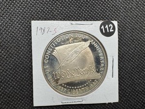 lot 112 image: 1987-S Proof Constitution Commemorative Silver Dollar