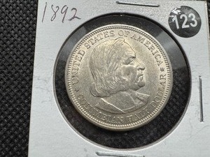 lot 123 image: 1892 Columbian Expo Commemorative Silver Half Dollar