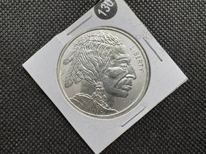 lot 130 image: BU One Ounce .999 Silver Buffalo Round