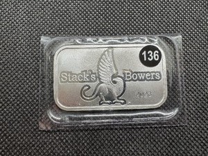 lot 136 image: 2023 One Ounce .999 Silver Stacks & Bowers Bar