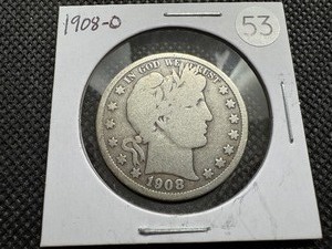 lot 53 image: 1908-O Silver Barber Half Dollar