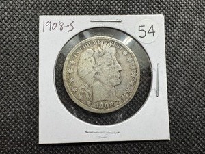 lot 54 image: 1908-S Silver Barber Half Dollar