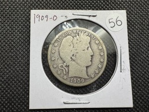 lot 56 image: 1909-O Silver Barber Half Dollar